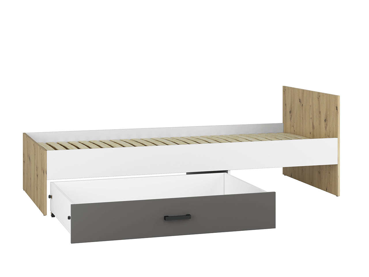 Lit Contemporain avec Structure en Bois et Métal - Confort et Élégance