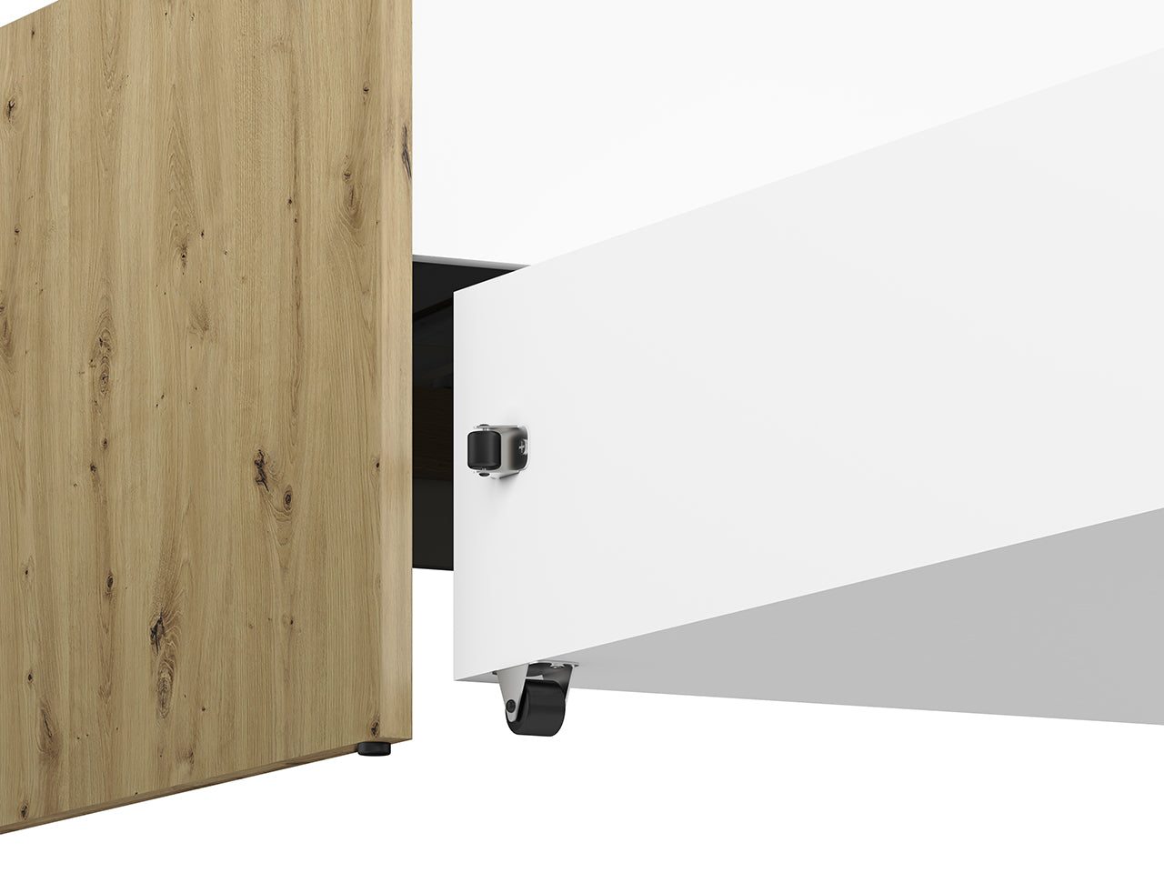 Lit Contemporain avec Structure en Bois et Métal - Confort et Élégance