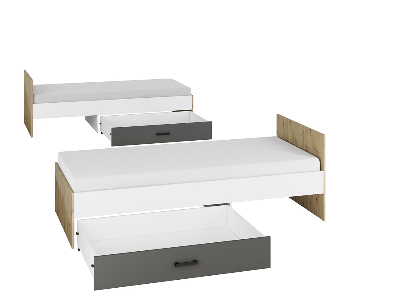 Lit Contemporain avec Structure en Bois et Métal - Confort et Élégance