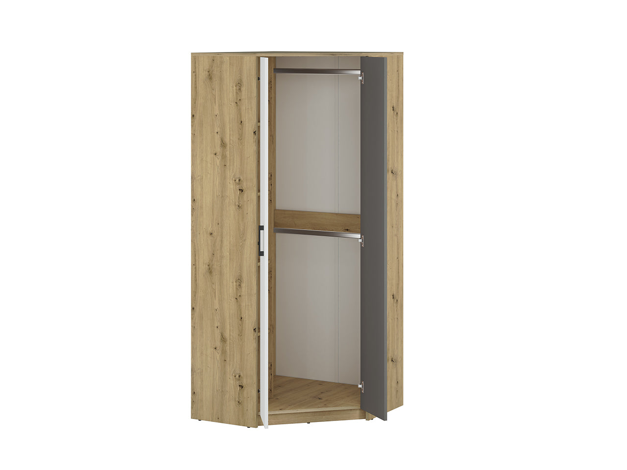 Armoire Moderne en Chêne Artisan et MDF Blanc + Anthracite avec Bordure ABS - Résistante à l'Humidité et aux Rayures, 191 cm