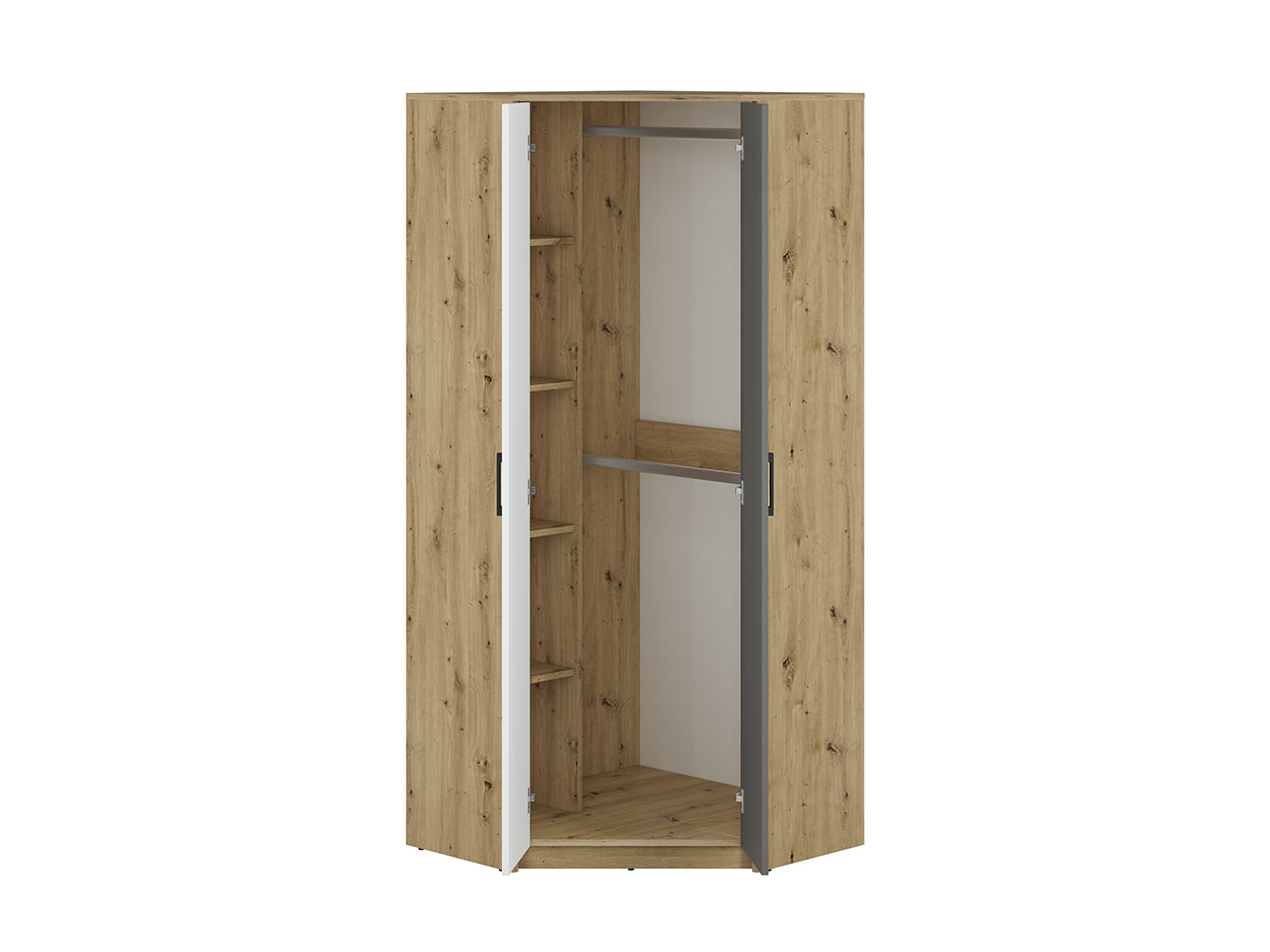 Armoire Moderne en Chêne Artisan et MDF Blanc + Anthracite avec Bordure ABS - Résistante à l'Humidité et aux Rayures, 191 cm