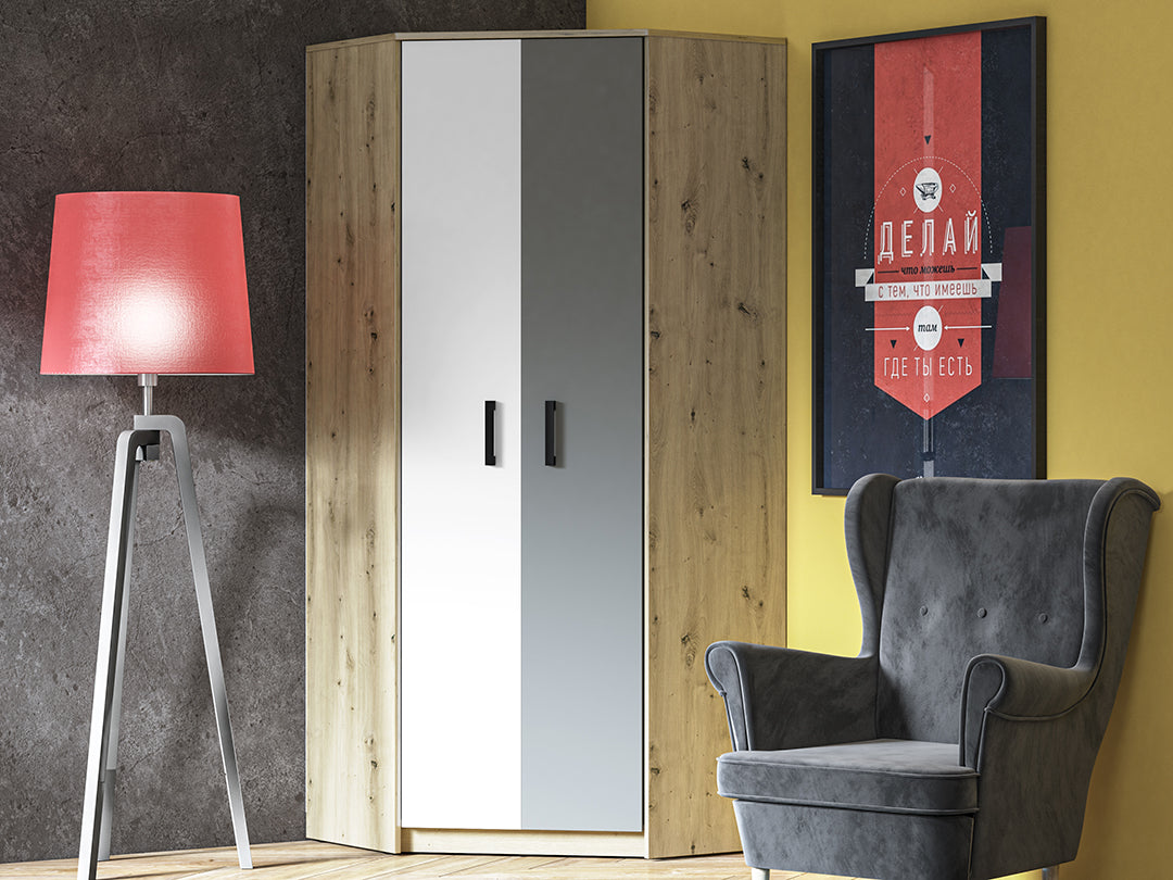Armoire Moderne en Chêne Artisan et MDF Blanc + Anthracite avec Bordure ABS - Résistante à l'Humidité et aux Rayures, 191 cm