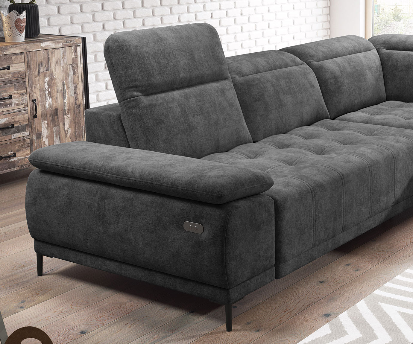 Canapé d'Angle Compact – Confort Personnalisé avec Appuis-tête réglables et profondeur d'assise modulable électriquement