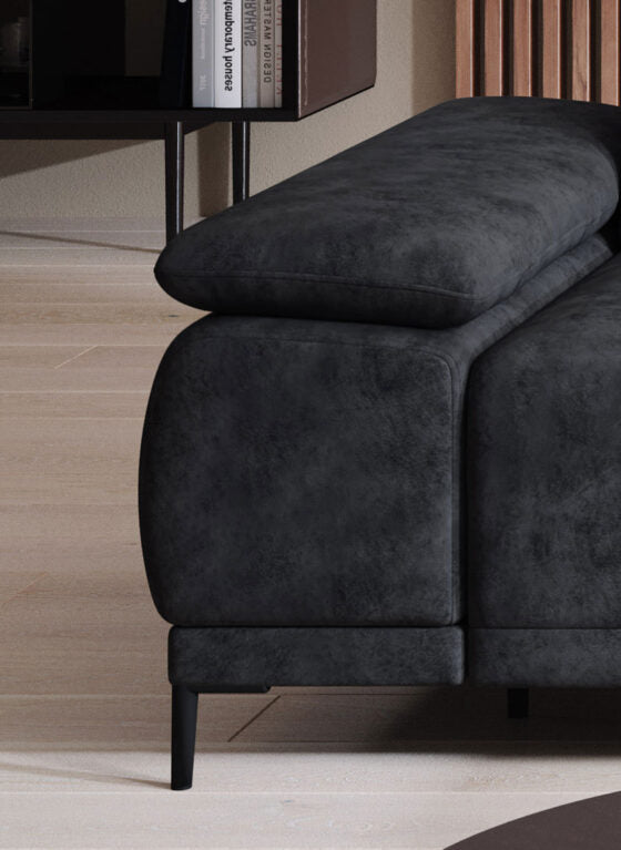 Canapé d'Angle Compact – Confort Personnalisé avec Appuis-tête réglables et profondeur d'assise modulable électriquement