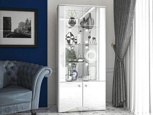 Ensemble Salon Complet – Ensemble Glamis, 3 pièces - blanc brillant / miroir chromé
