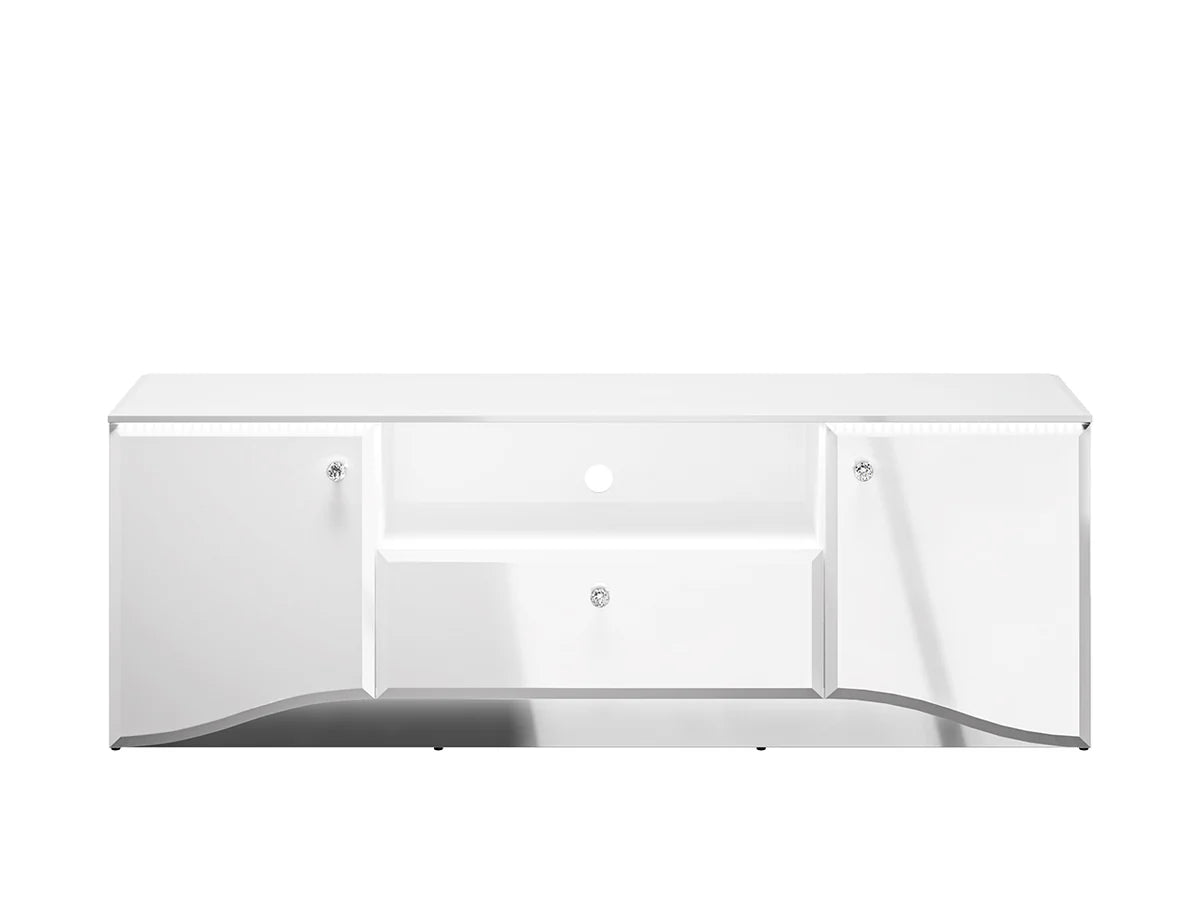 Ensemble Salon Complet – Ensemble Glamis, 3 pièces - blanc brillant / miroir chromé