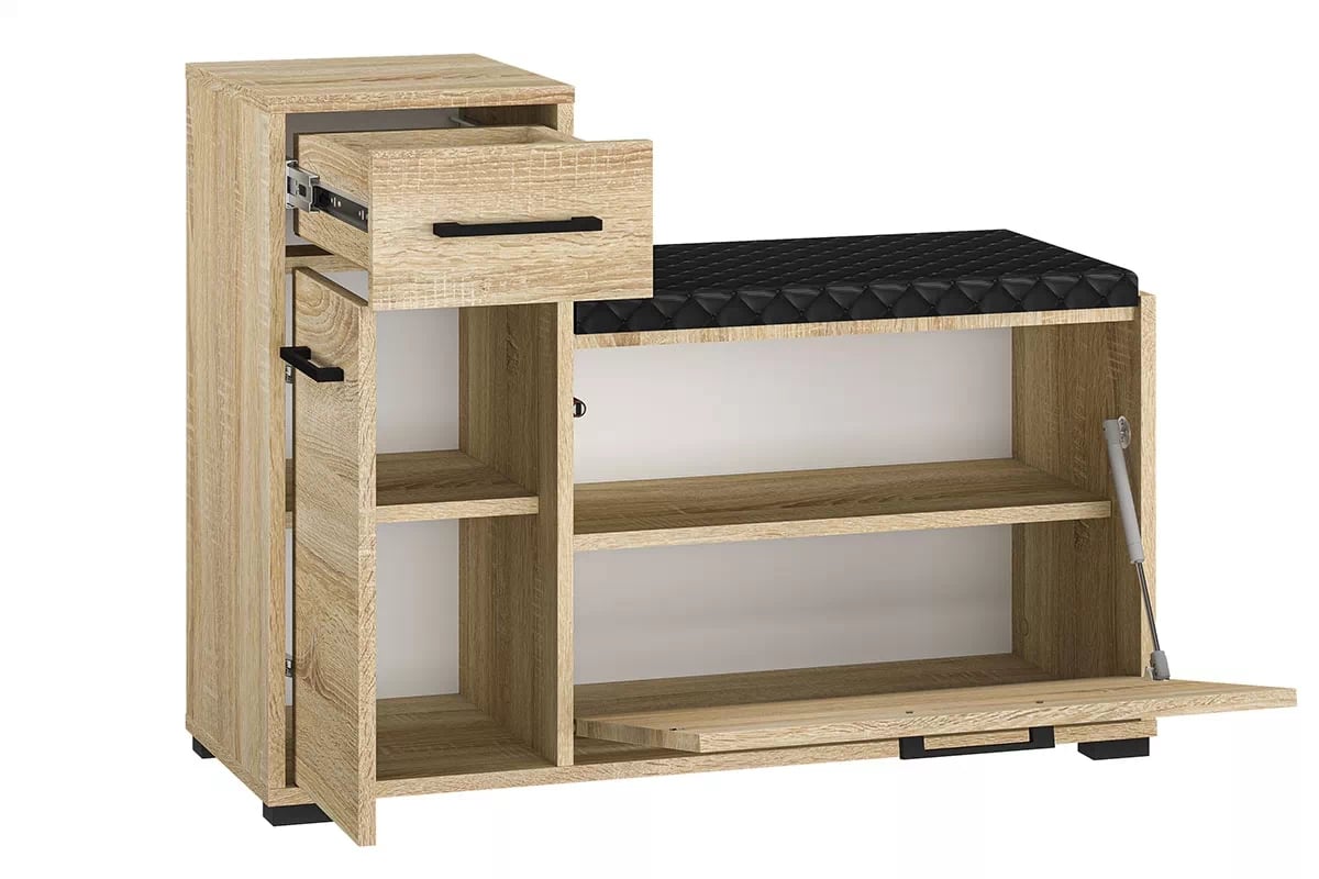 Meuble à Chaussures en Bois Clair 90 cm | Rangement Spacieux et Solide