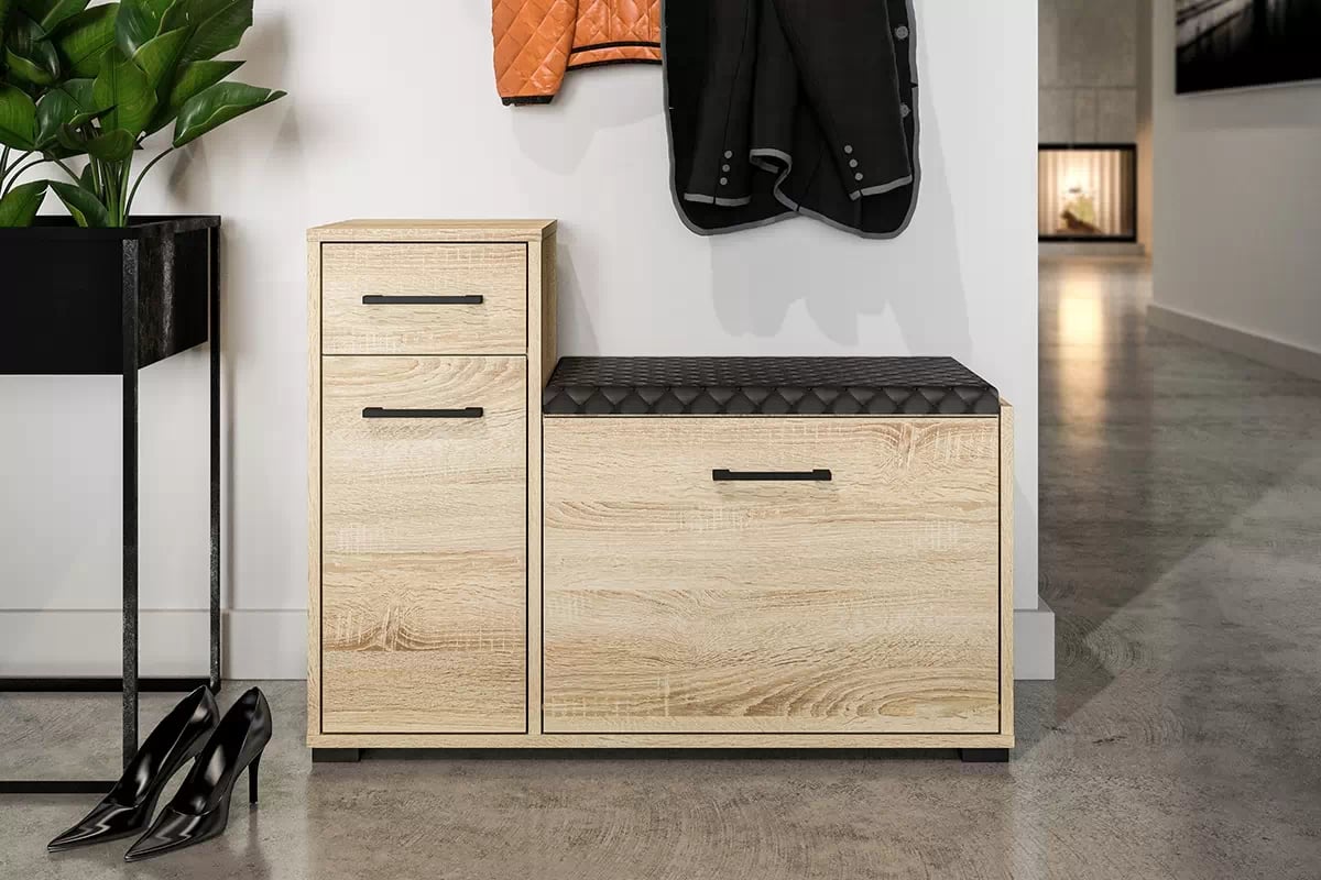 Meuble à Chaussures en Bois Clair 90 cm | Rangement Spacieux et Solide