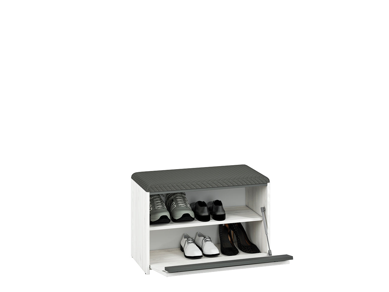 Meuble à Chaussures avec Banc – Pin des Neiges et Anthracite, Pratique et Élégant