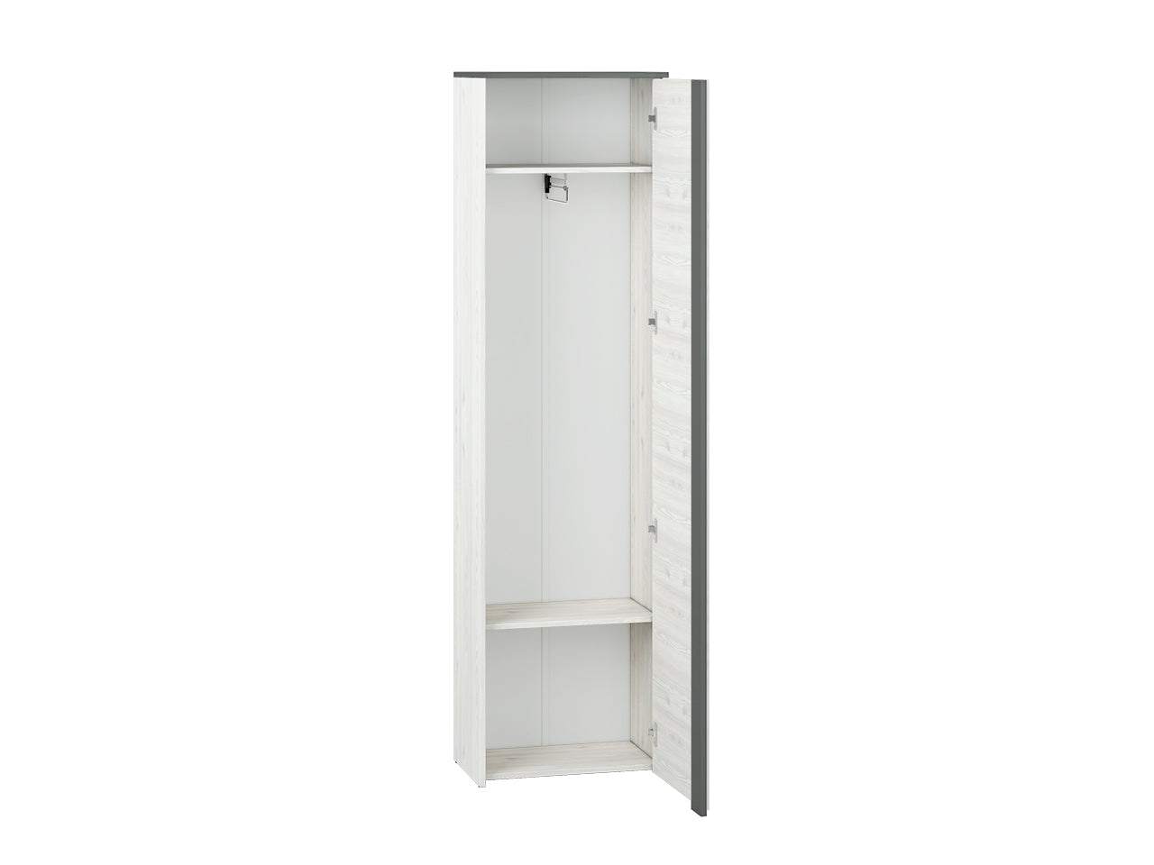 Garde-Robe Haute – 1 Portes, Pin des Neiges & Anthracite, Rangement Compact et Élégant