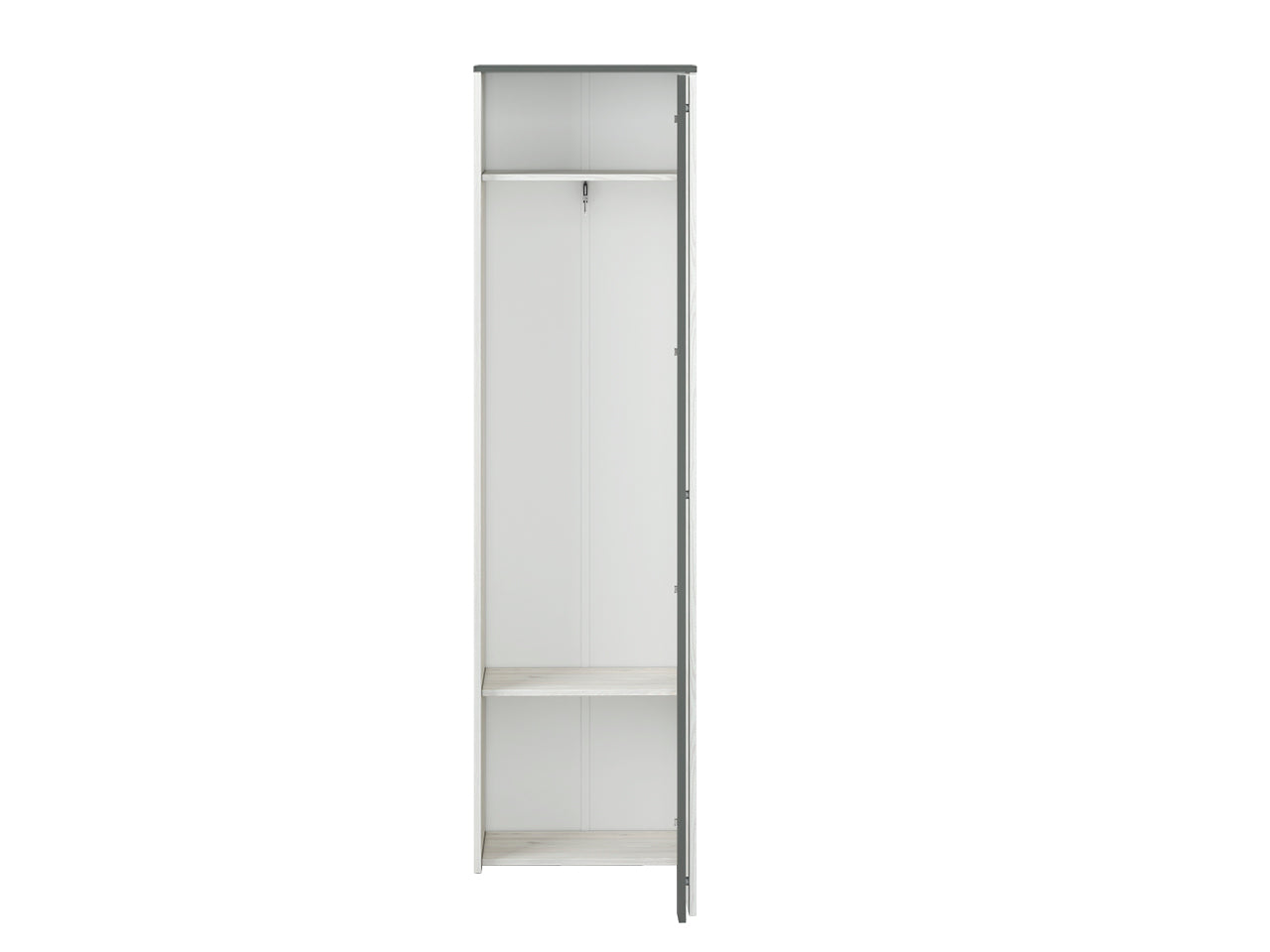 Garde-Robe Haute – 1 Portes, Pin des Neiges & Anthracite, Rangement Compact et Élégant