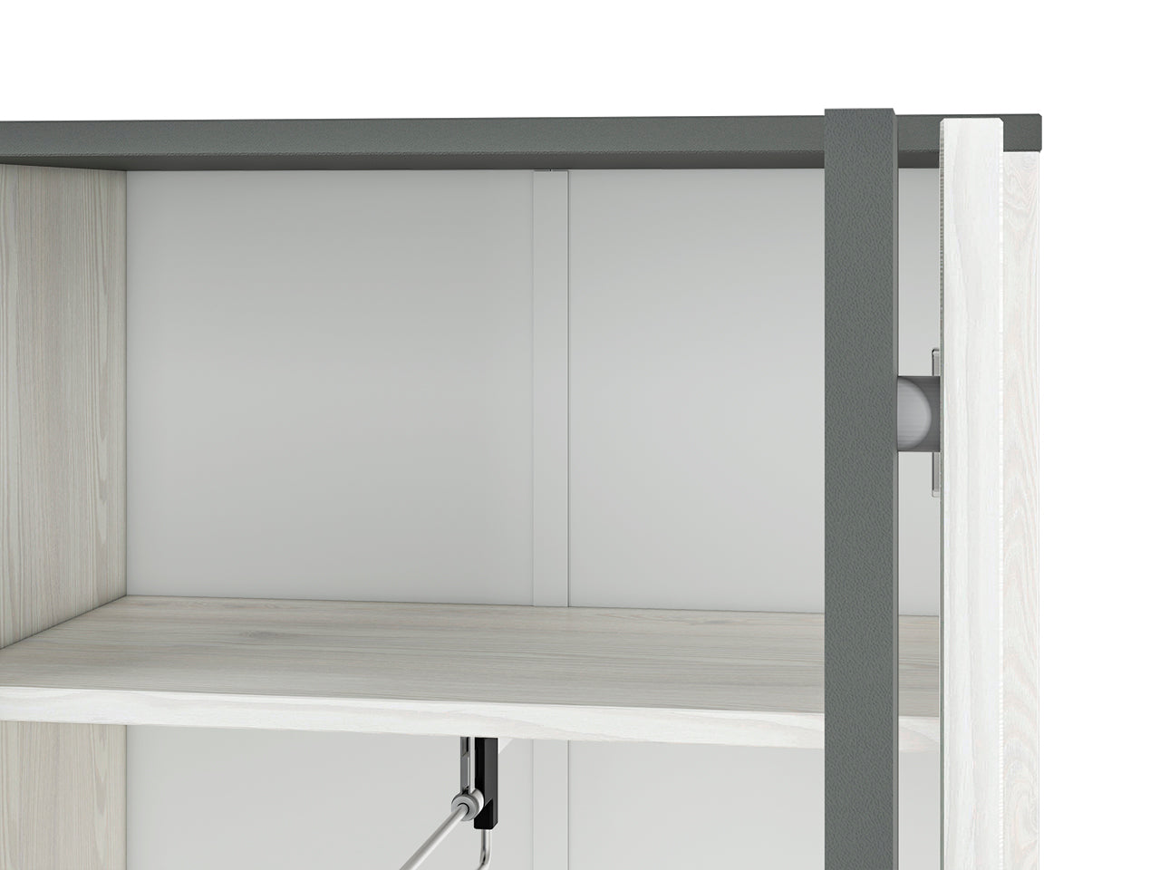 Garde-Robe Haute – 1 Portes, Pin des Neiges & Anthracite, Rangement Compact et Élégant