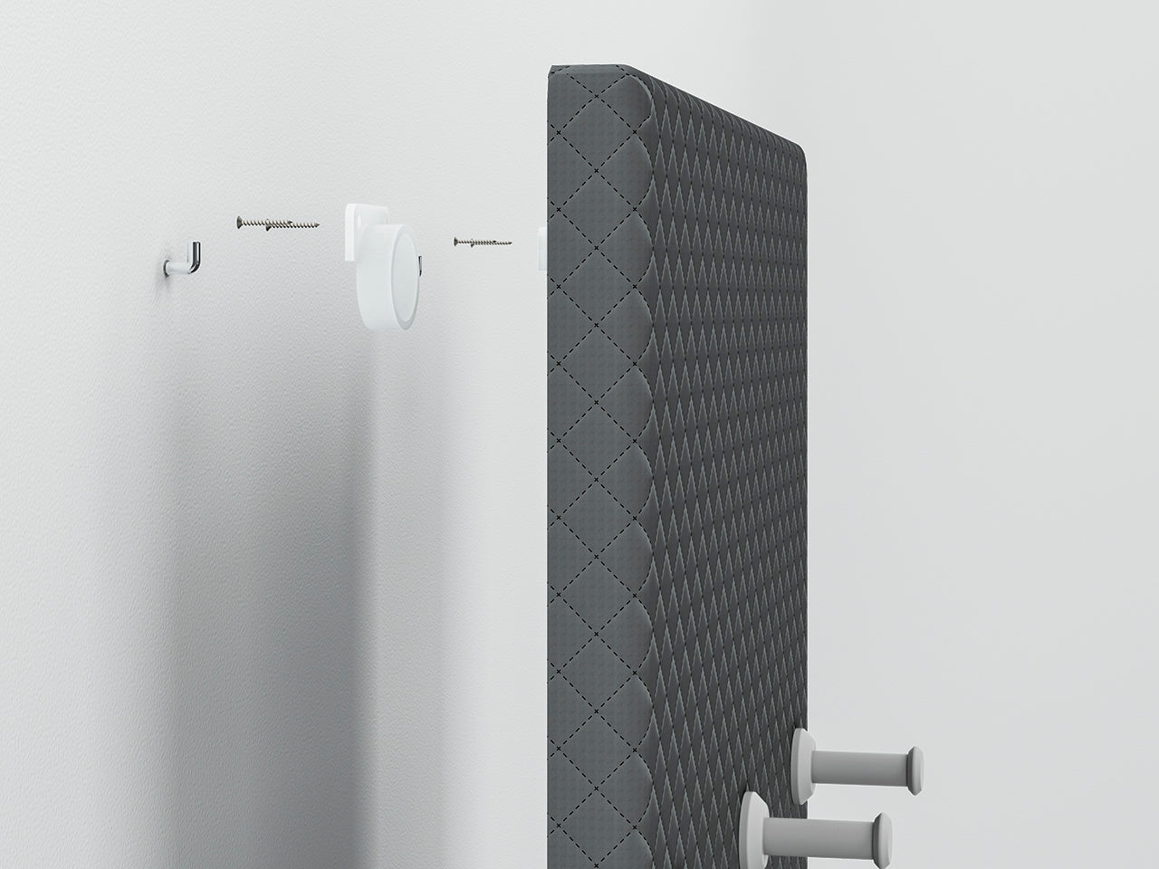 Cintre mural rembourré gris et pin enneigé – design bicolore élégant et résistant