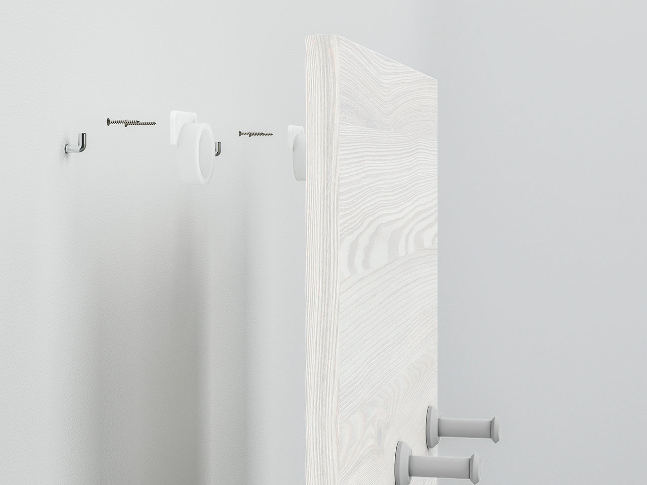 Cintre mural rembourré gris et pin enneigé – design bicolore élégant et résistant