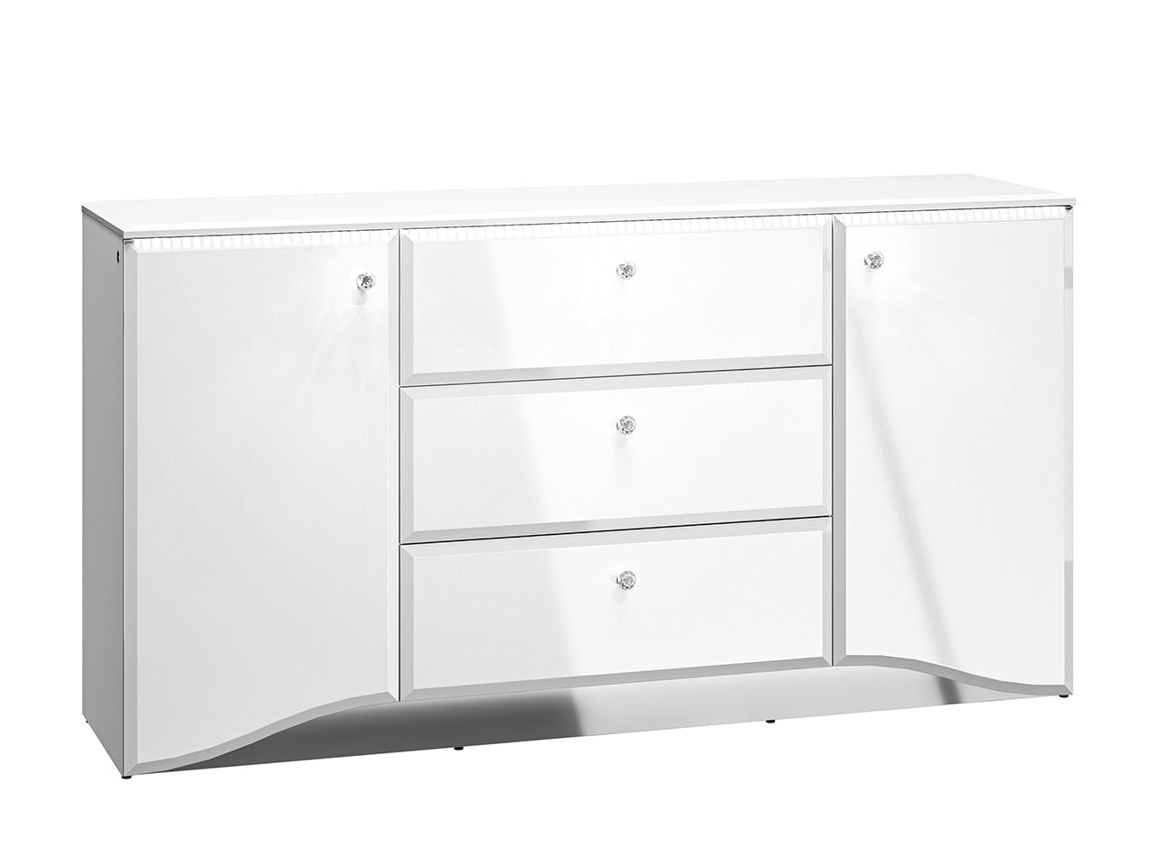 Ensemble Salon Complet – Ensemble Glamis, 3 pièces - blanc brillant / miroir chromé