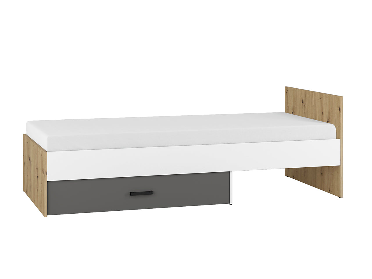 Lit Contemporain avec Structure en Bois et Métal - Confort et Élégance