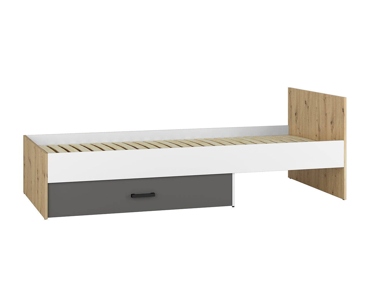 Lit Contemporain avec Structure en Bois et Métal - Confort et Élégance