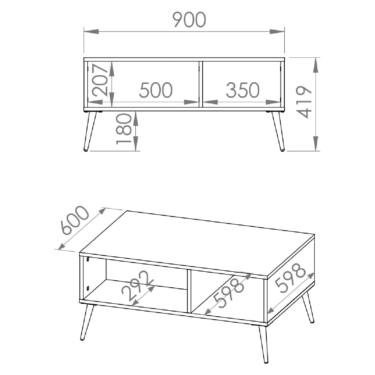 Table Basse Labrador avec Bordure ABS et Pieds Métalliques - Élégance Moderne et Résistance