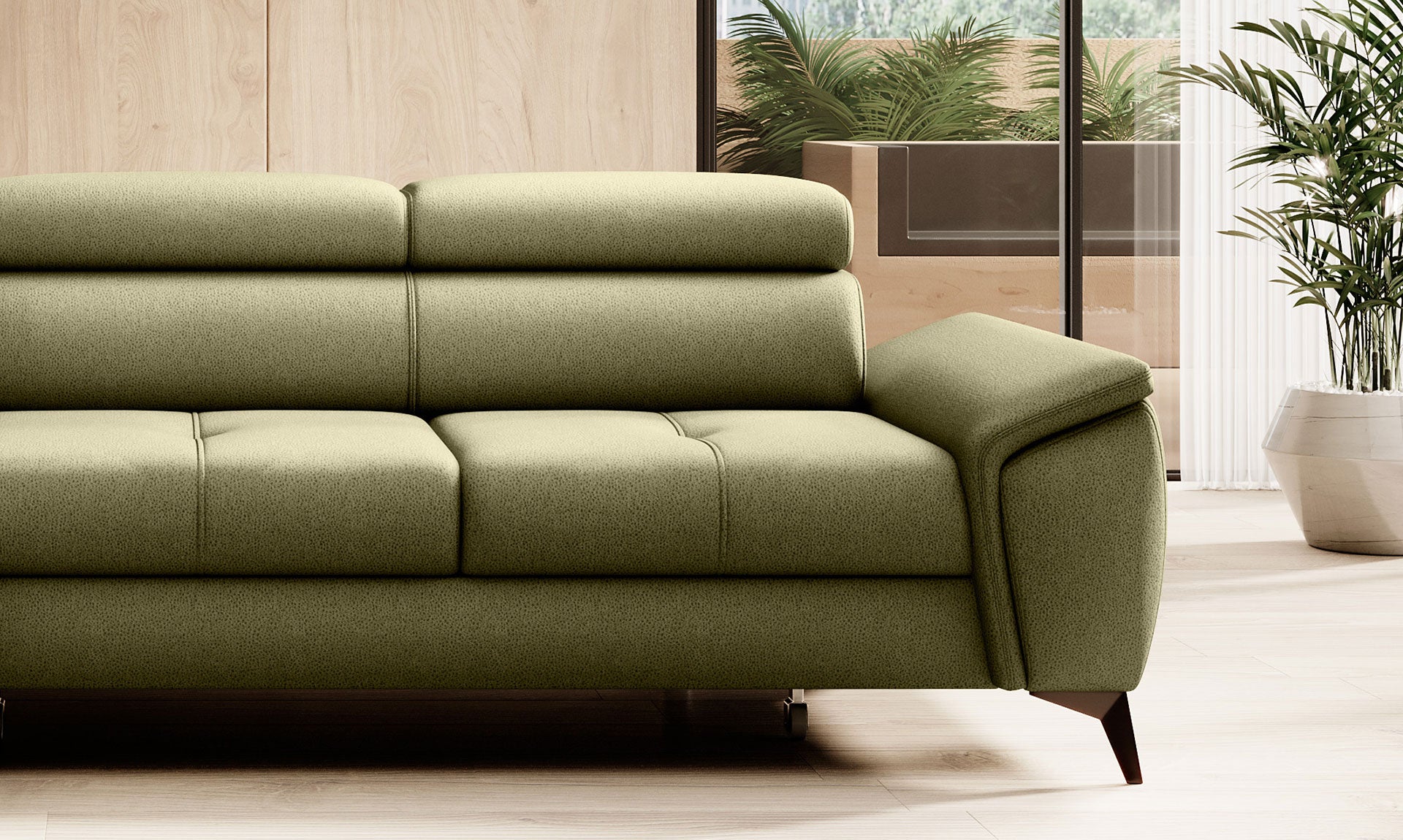 Canapé d’angle en cuir naturel avec couchage et rangement – Élégance & confort haut de gamme