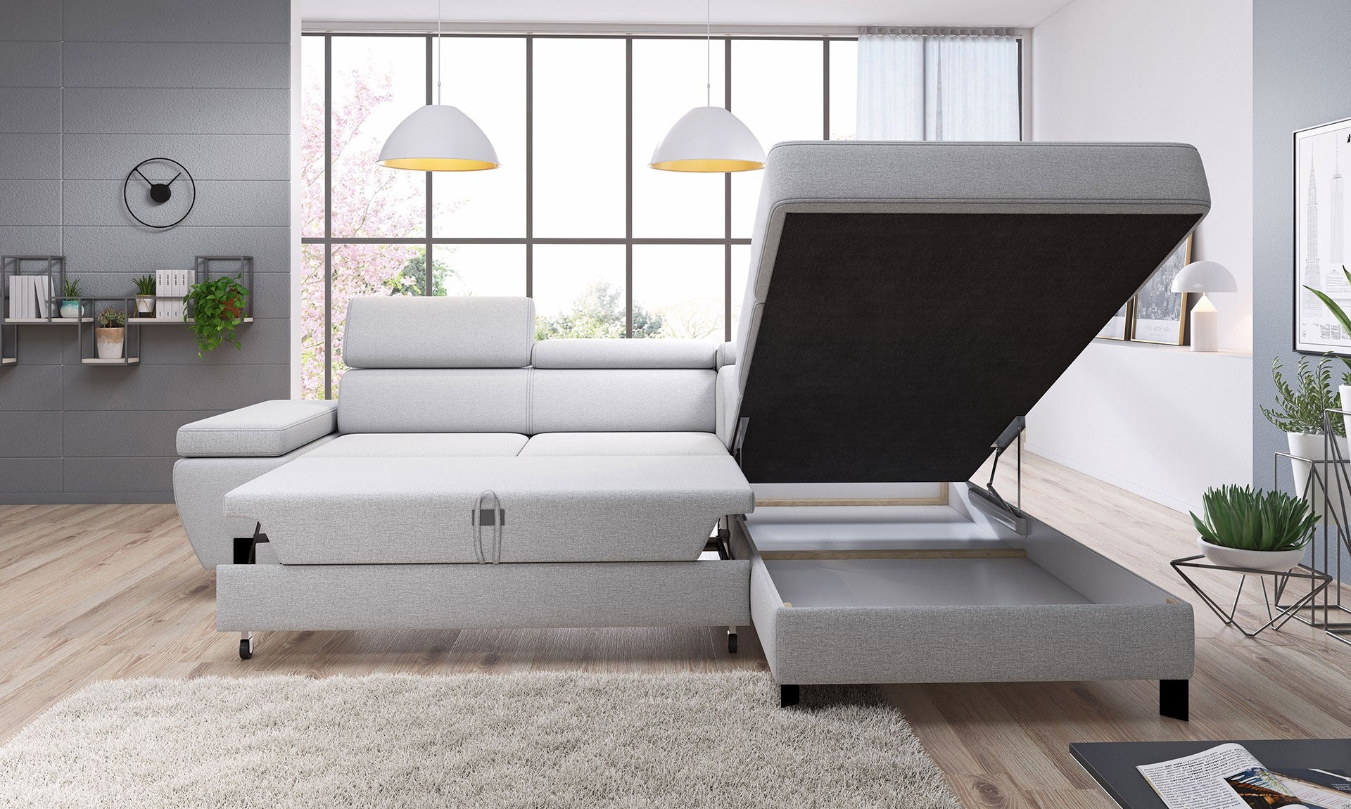 Canapé d’angle – Design moderne, convertible avec rangement, disponible en format Mini ou L