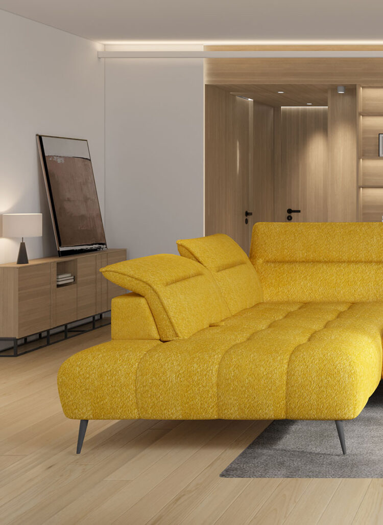 Canapé d’angle – Convertible avec rangement, têtières réglables & design moderne (S, L, XL)