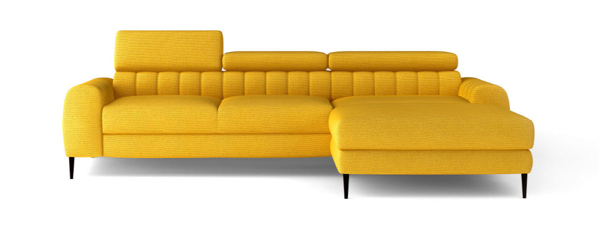Canapé d’Angle – Compact avec Couchage DELFIN, Coffre de Rangement et Têtières Réglables