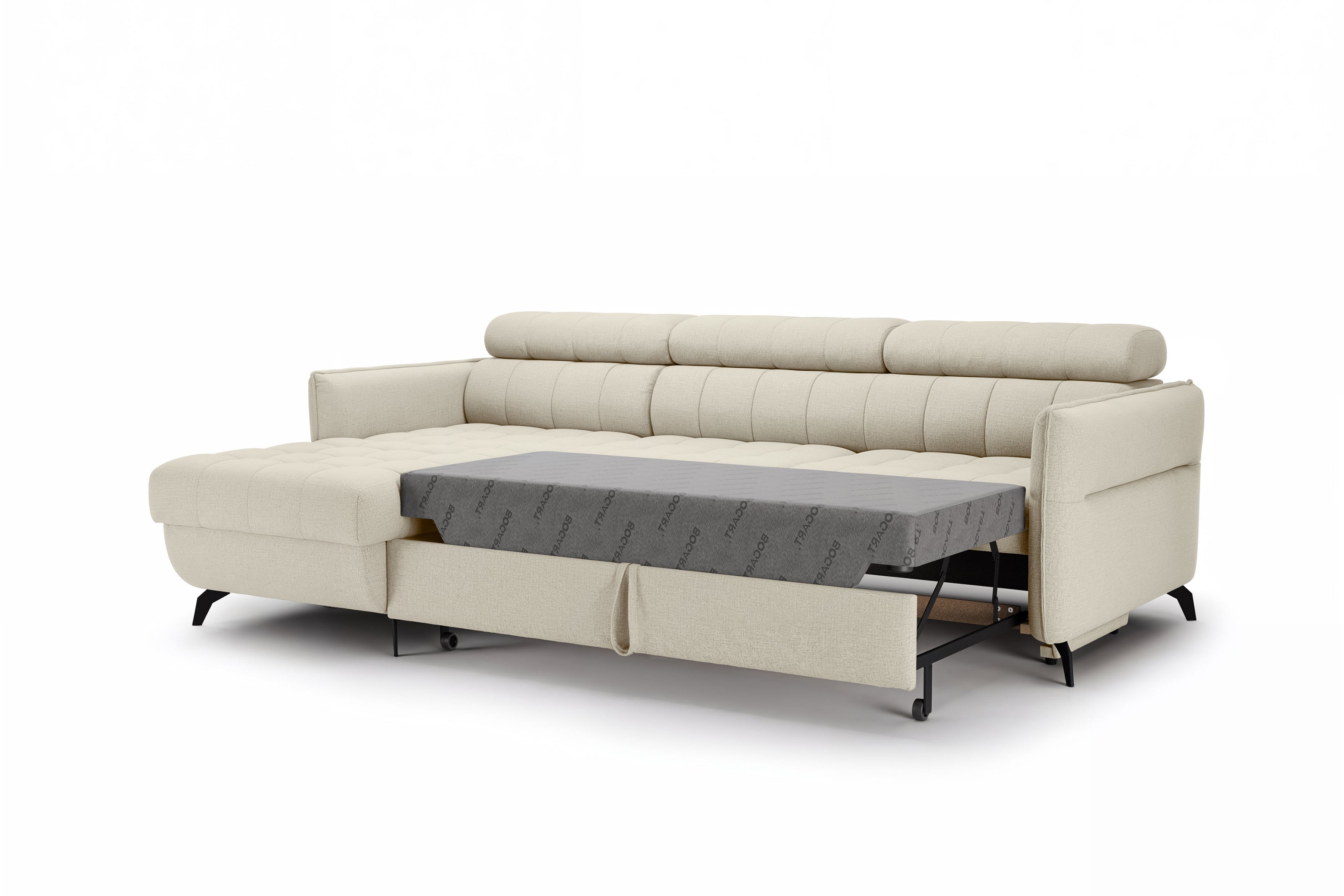 Canapé d'angle convertible côté gauche - tricot beige Maya 02 - Offre limitée