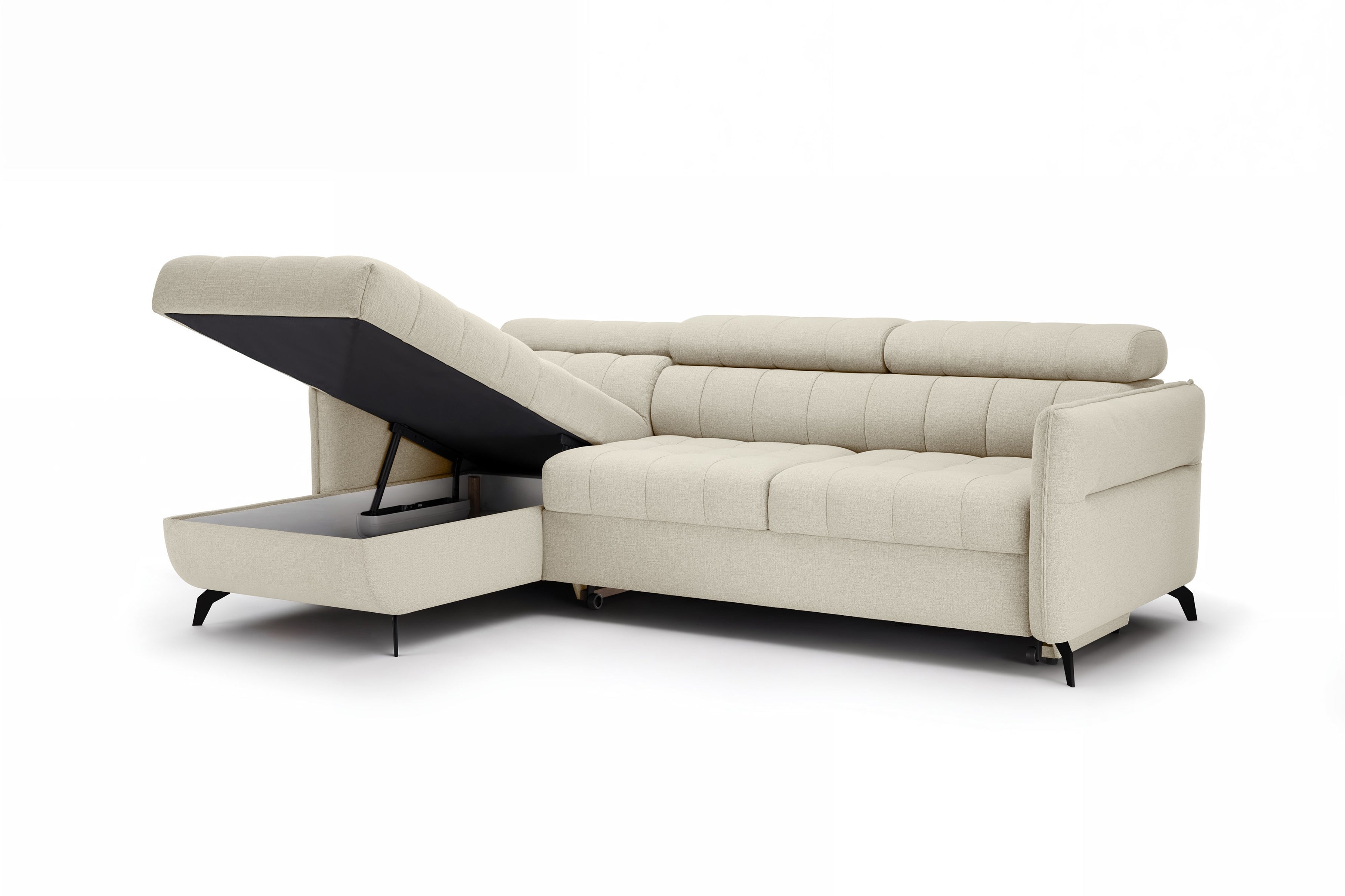 Canapé d'angle convertible côté gauche - tricot beige Maya 02 - Offre limitée
