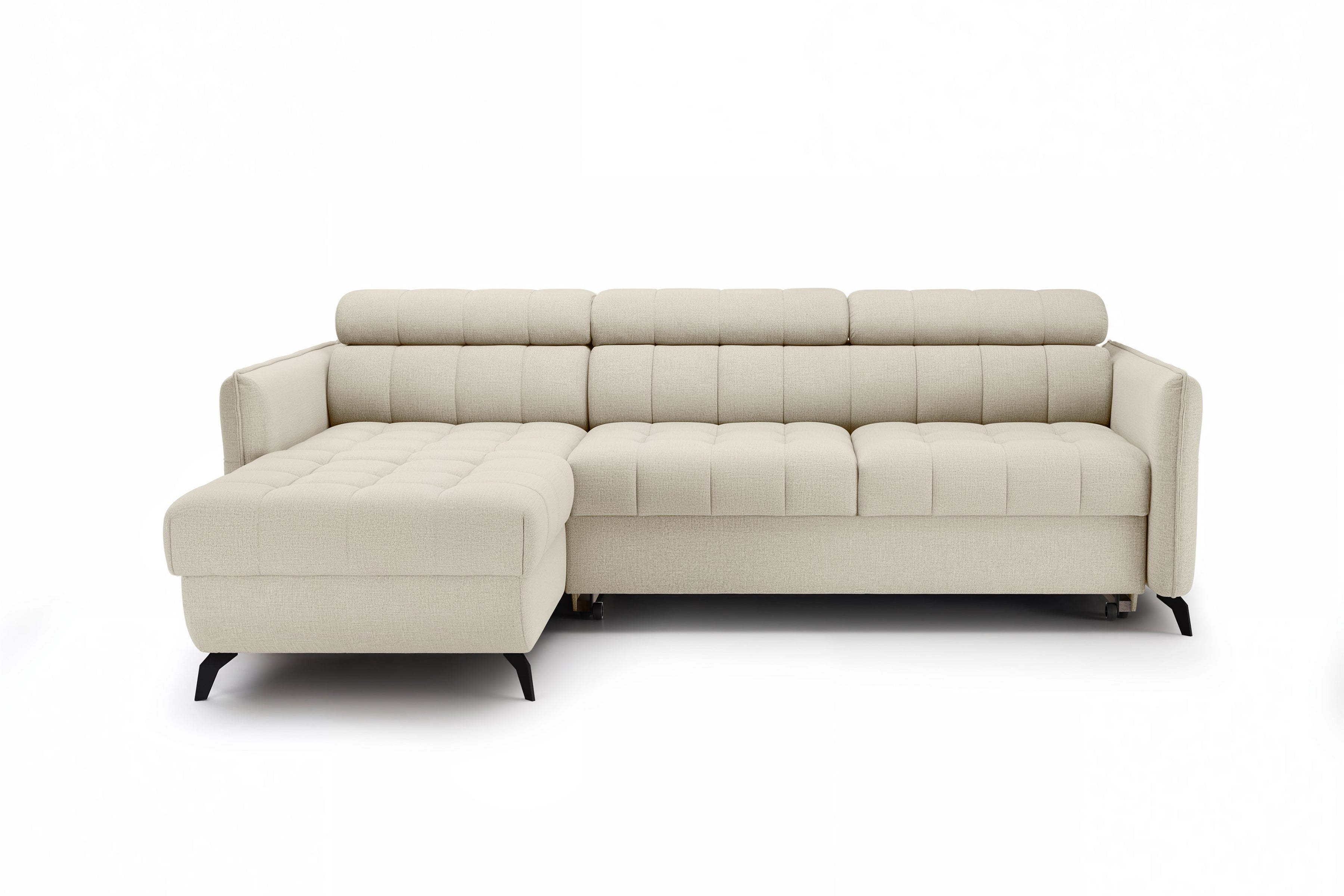 Canapé d'angle convertible côté gauche - tricot beige Maya 02 - Offre limitée