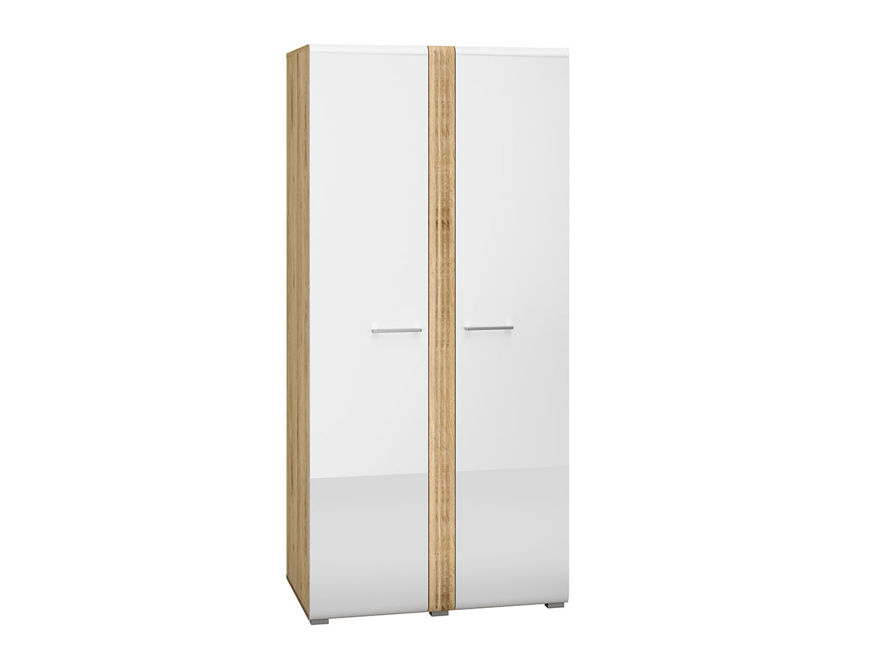 Armoire Moderne en Chêne Castello et MDF Blanc Brillant – Durabilité et Élégance avec Bordure ABS
