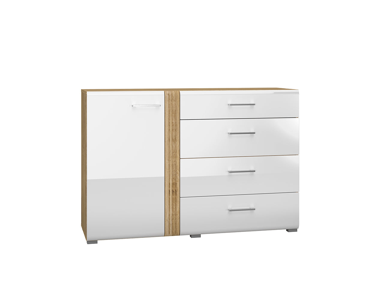 Buffet moderne Chêne Castello & Blanc Brillant – Élégance et praticité réunies