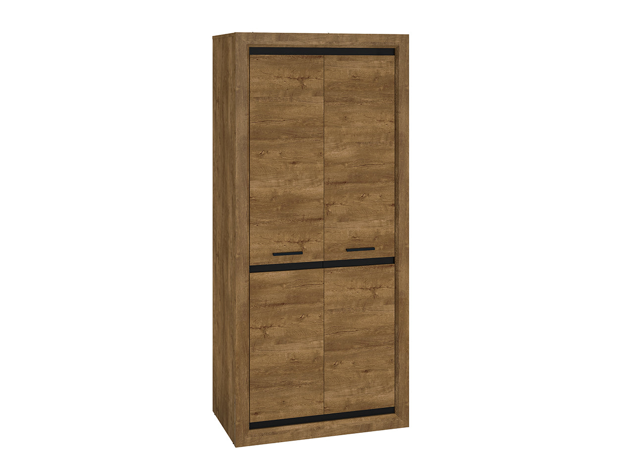 Garde-Robe Moderne en Chêne de Lefkas et Noir – Pratique, Durable et Élégant avec Bordure ABS