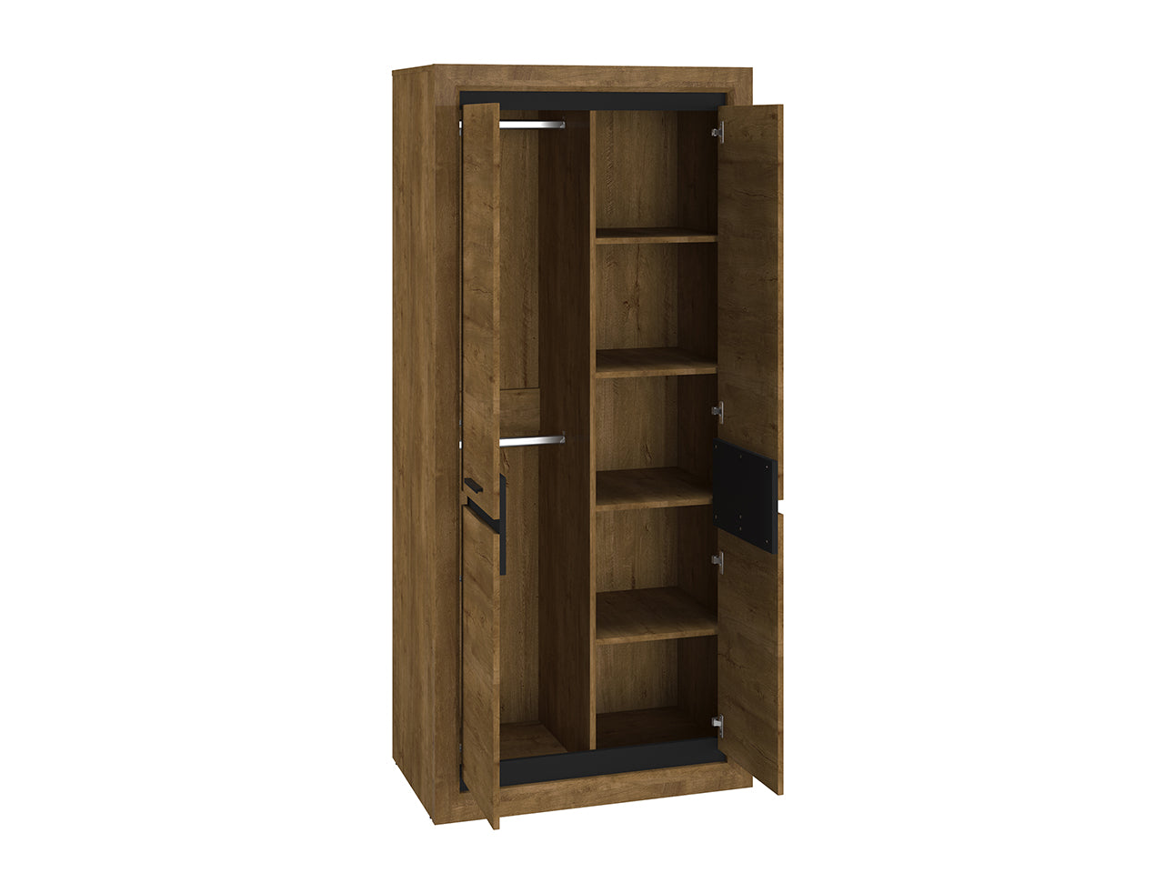 Garde-Robe Moderne en Chêne de Lefkas et Noir – Pratique, Durable et Élégant avec Bordure ABS
