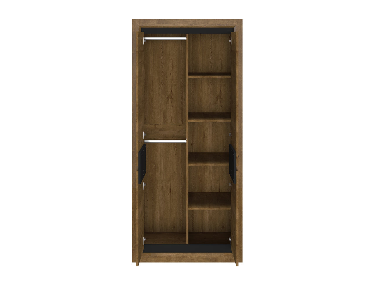 Garde-Robe Moderne en Chêne de Lefkas et Noir – Pratique, Durable et Élégant avec Bordure ABS