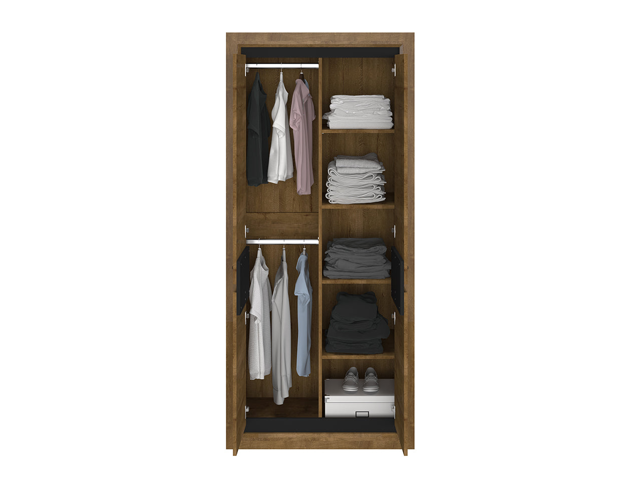 Garde-Robe Moderne en Chêne de Lefkas et Noir – Pratique, Durable et Élégant avec Bordure ABS
