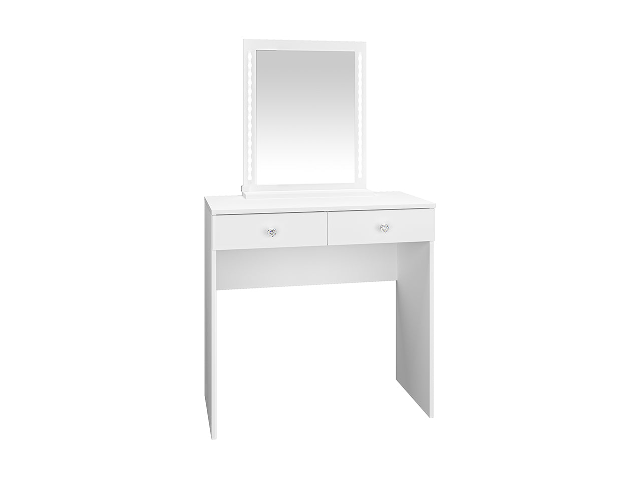 Coiffeuse Blanche style glamour avec Miroir LED et Poignées en Argent - Élégance et Fonctionnalité