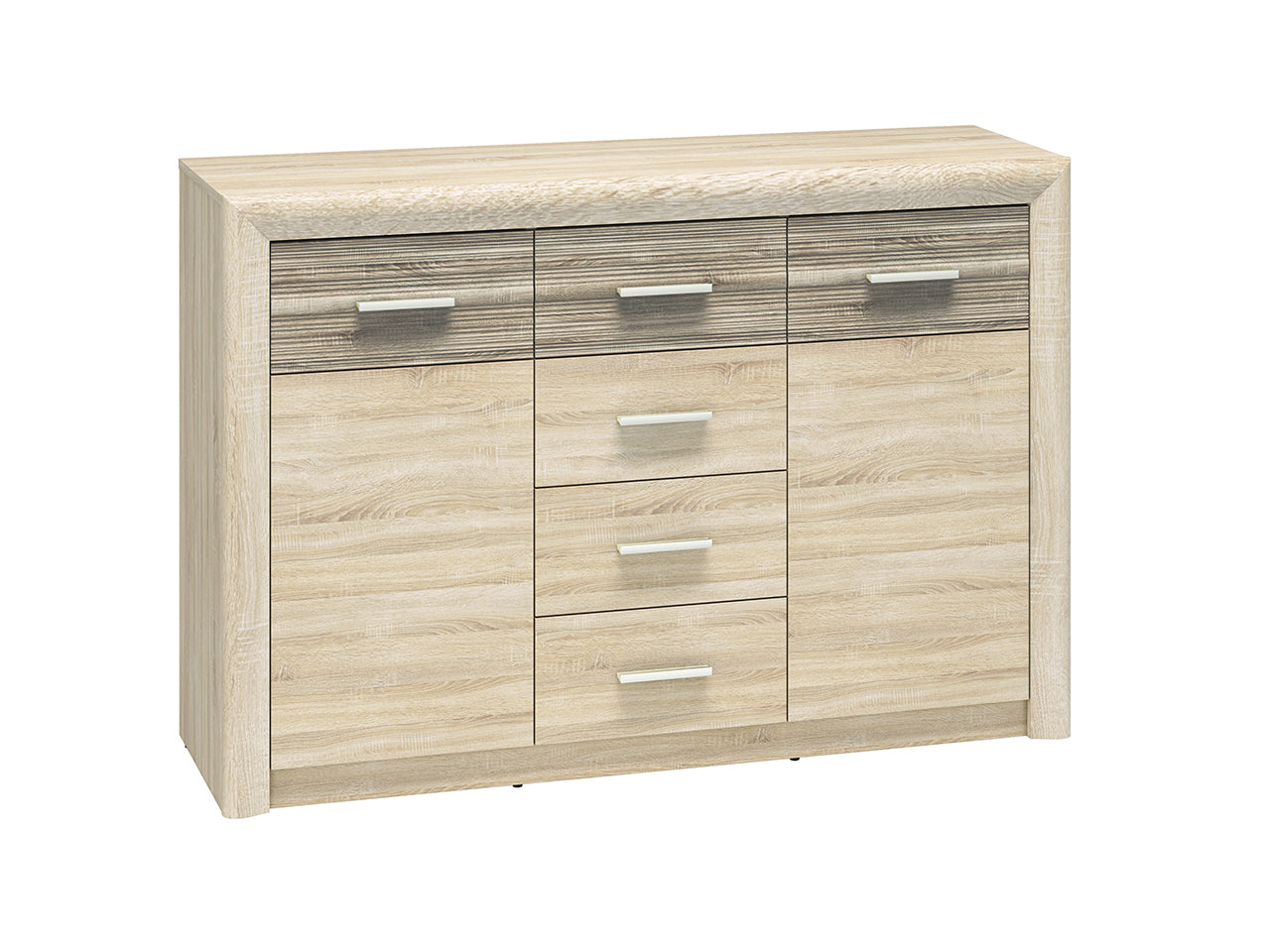 Buffet Moderne – Sonoma Light & MDF Sonoma Truffe – 94 cm – Fonctionnalité et Élégance