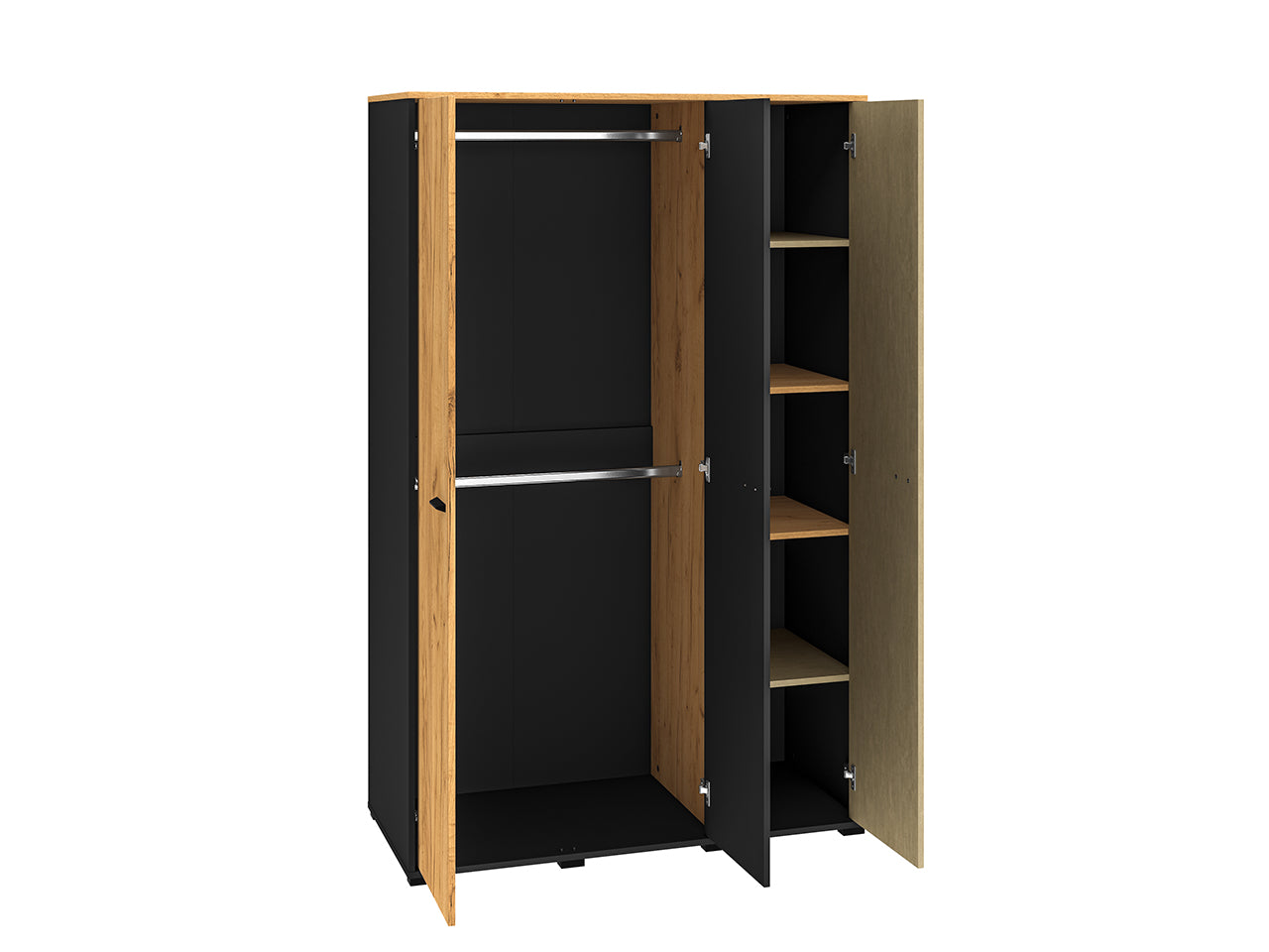 Garde-robe en chêne artisanal or et noir avec acier premium – Élégance et fonctionnalité