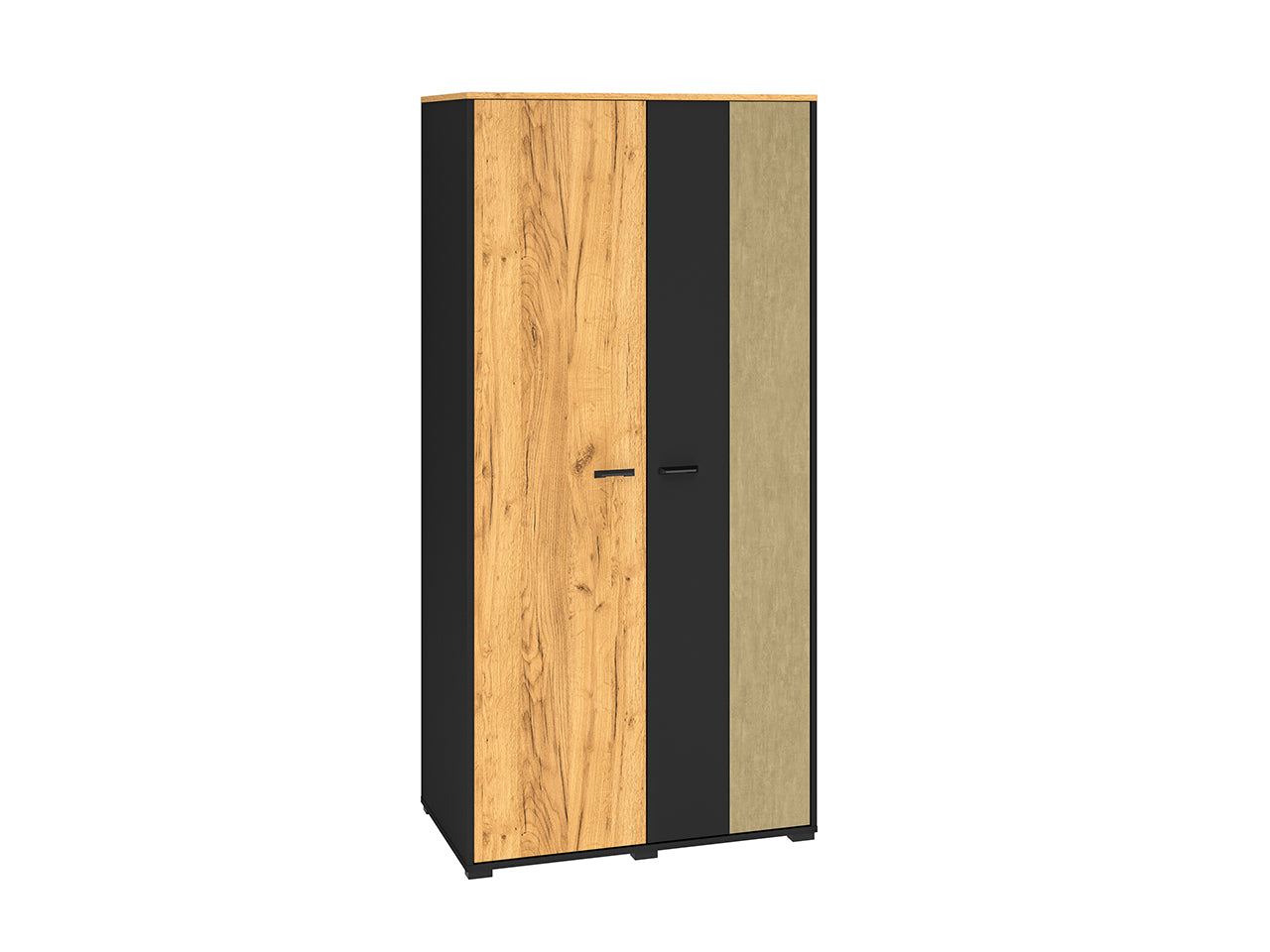 Armoire de Rangement en Chêne Artisan Or et Noir – Finition Acier Premium – Hauteur 190 cm