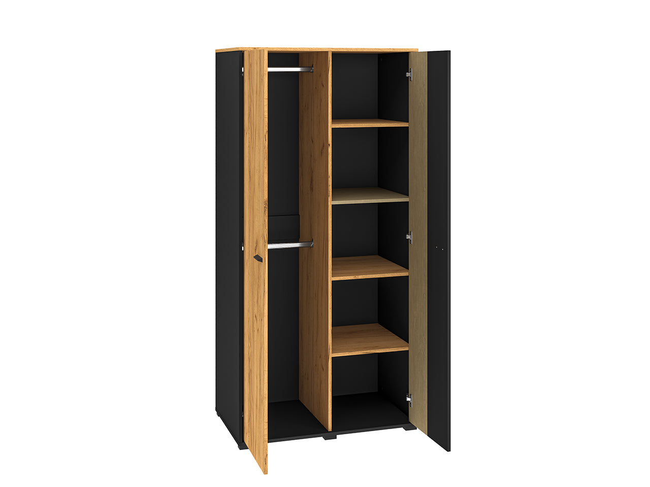 Armoire de Rangement en Chêne Artisan Or et Noir – Finition Acier Premium – Hauteur 190 cm