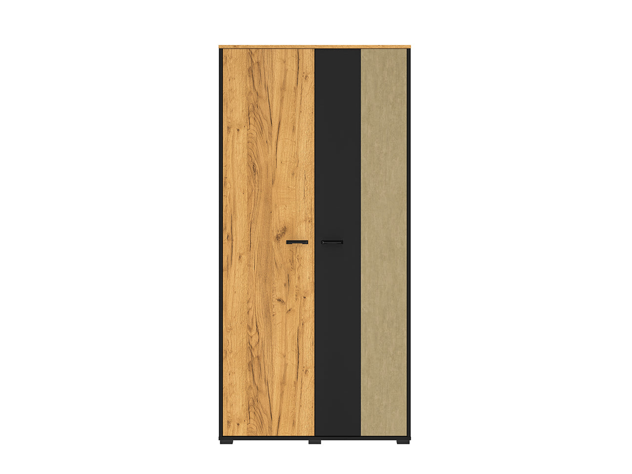 Armoire de Rangement en Chêne Artisan Or et Noir – Finition Acier Premium – Hauteur 190 cm