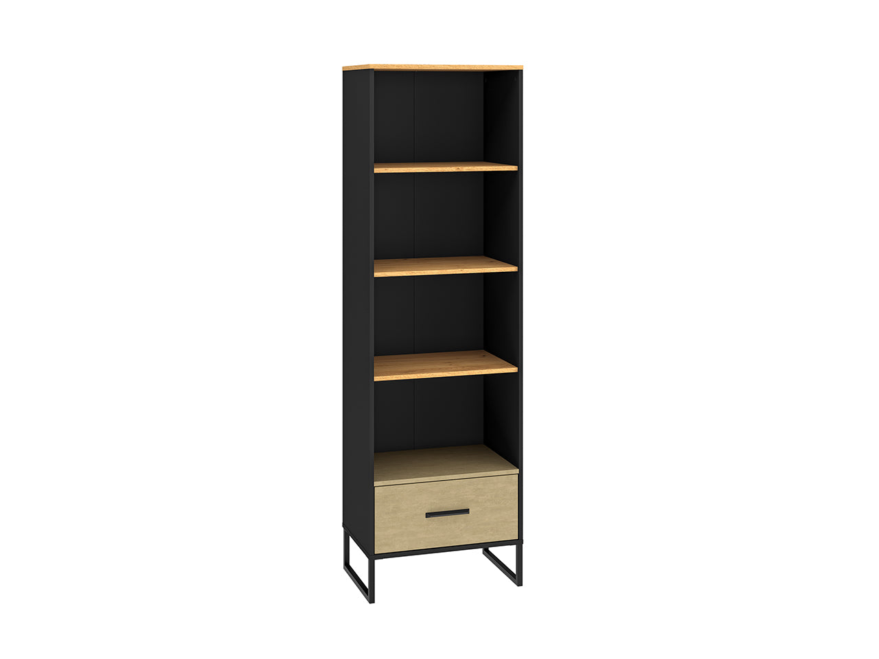 Étagère Haute en Chêne Artisan Or et Noir – Finition Acier Premium – 190 cm de Hauteur