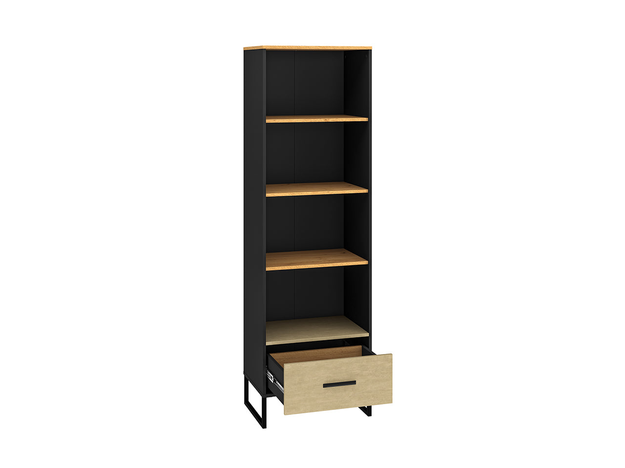 Étagère Haute en Chêne Artisan Or et Noir – Finition Acier Premium – 190 cm de Hauteur