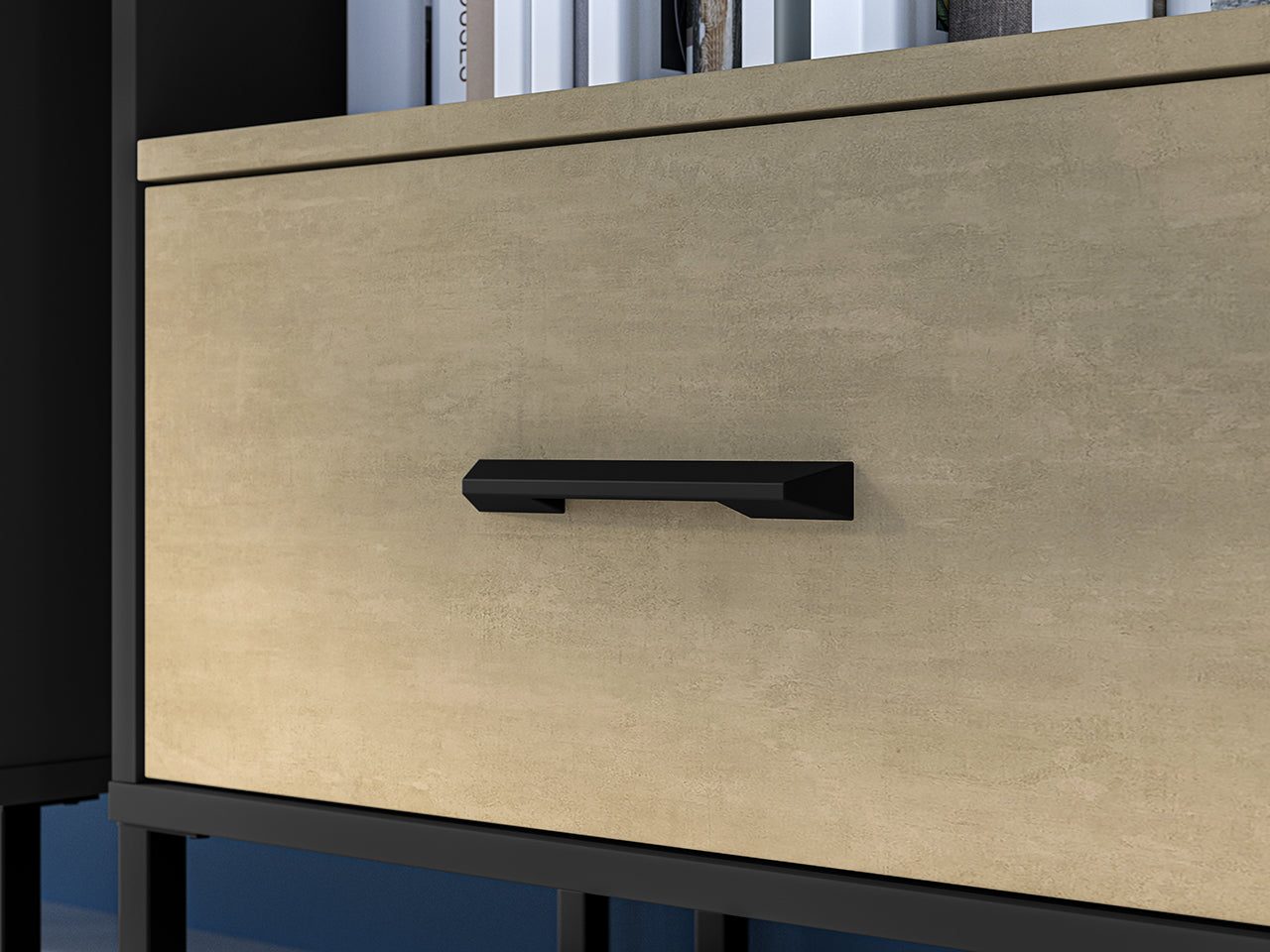 Étagère Haute en Chêne Artisan Or et Noir – Finition Acier Premium – 190 cm de Hauteur
