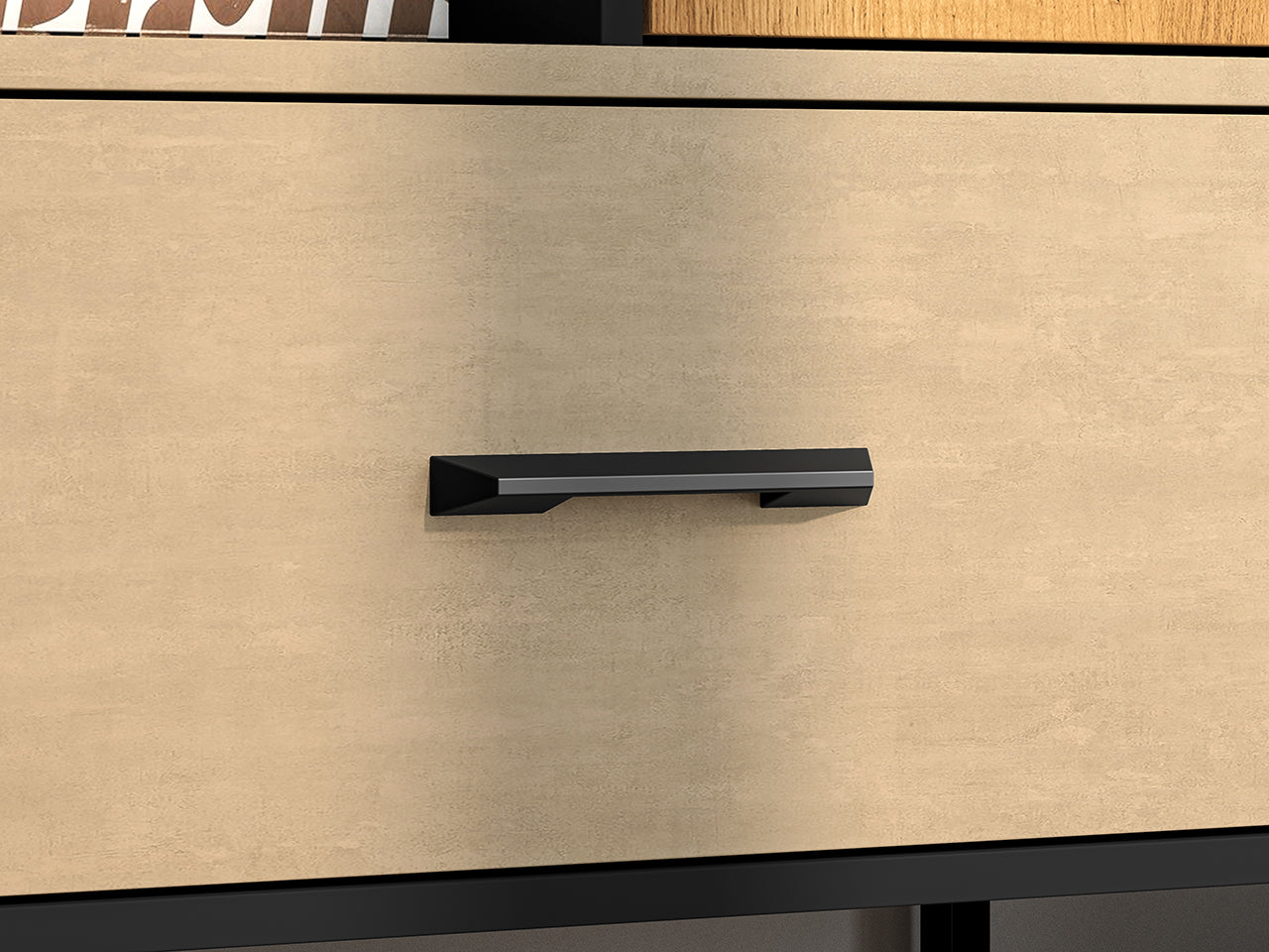 Étagère Moderne en Chêne Artisan Or et Noir – Finition Acier Premium – Tiroirs à Extension Complète – 157 cm