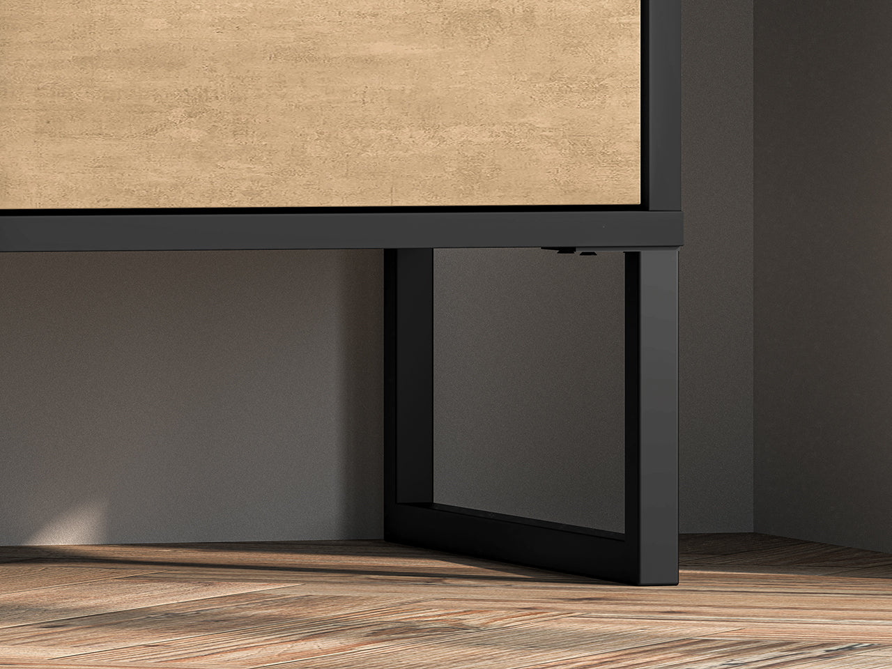 Étagère Moderne en Chêne Artisan Or et Noir – Finition Acier Premium – Tiroirs à Extension Complète – 157 cm