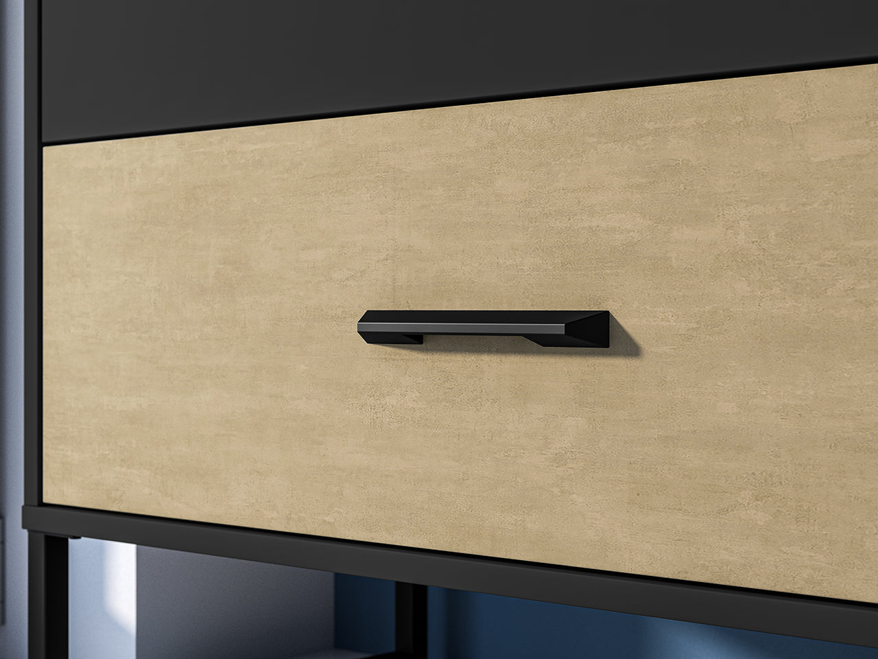 Buffet Design en Chêne Artisan Or et Noir – Tiroirs Renforcés à Extension Complète – Finition Acier Premium – 120 cm