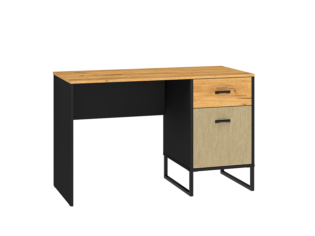 Bureau Design en Chêne Artisan Or et Noir – Plateau Résistant et Finitions Acier Premium – 120 cm