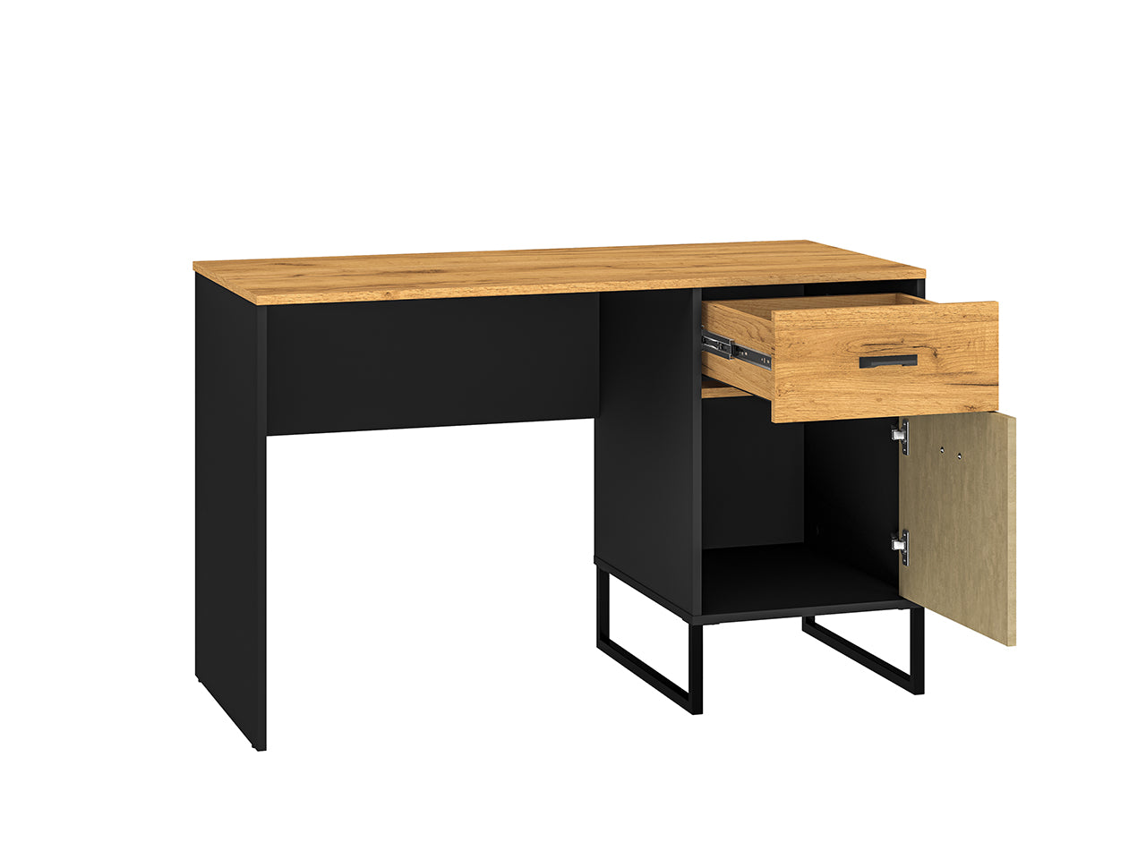 Bureau Design en Chêne Artisan Or et Noir – Plateau Résistant et Finitions Acier Premium – 120 cm