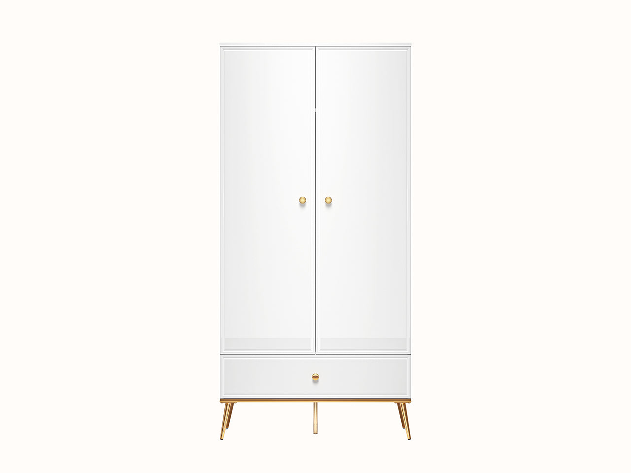 Garde-Robe Blanc Brillant avec Tiroir à Extension Complète et Renfort de Fond – Panneau Laminé Haute Qualité